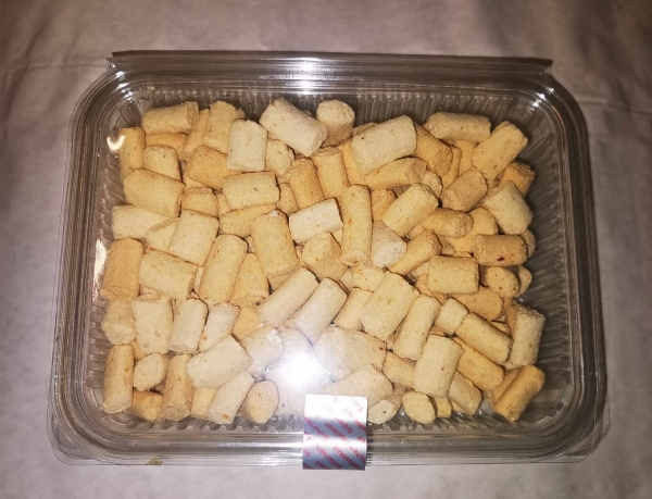 300 gramm 70% Kokos Leckerli in Recy Schale für Hunde mit Kartoffel, Süßkartoffel, Pastinake, Banane, Apfel Getreidefrei